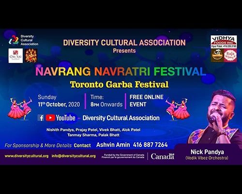 Navrang Navratri Festival 2020, Canada, Diversty Cultural Association, Sunil Patel & Tulsi Radia